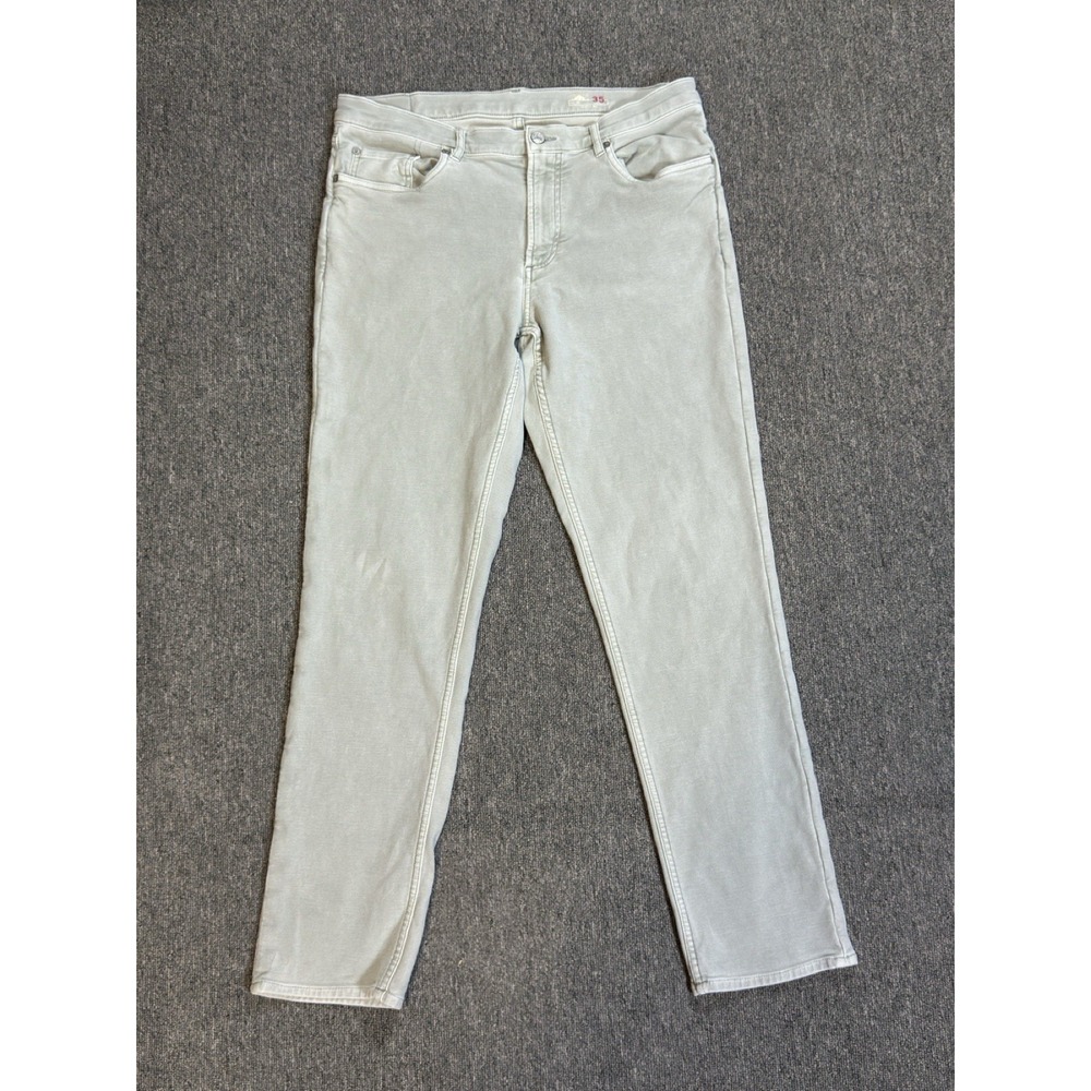 Faherty MFG Mens Slim Straight Jeans Size 35 Gray Denim Modern Low Rise Casual